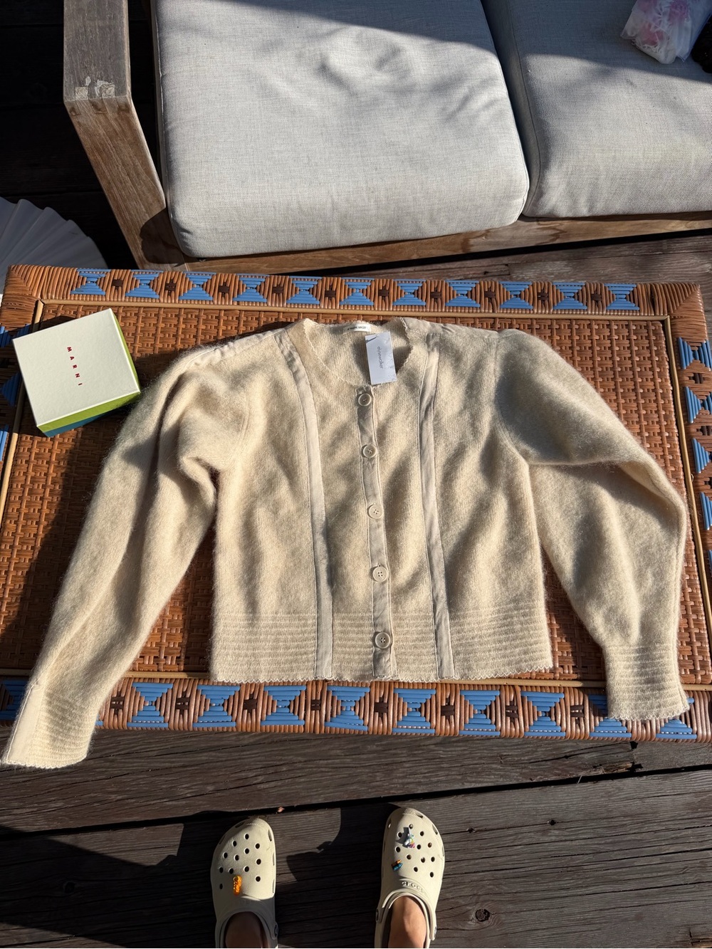 By Malene Birger mohair blend Cream Button-Front Cardigan NWT
